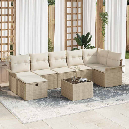 Tuin Sofa Set Met Kussen 7 Pcs En Crème Poly Rattan