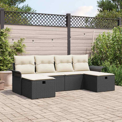 Tuin Sofa Set Met Kussen 6 Pcs En Crème Poly Rattan
