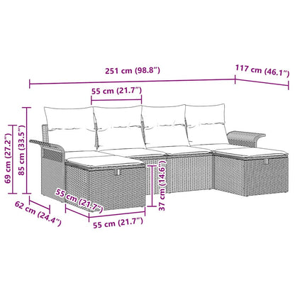 Tuin Sofa Set Met Kussen 6 Pcs En Crème Poly Rattan