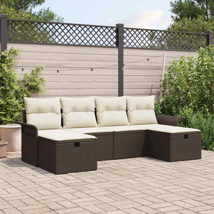 Tuin Sofa Set Met Kussen 6 Pcs En Crème Poly Rattan