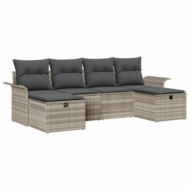 Tuin Sofa Set Met Kussen 6 Pcs Poly Rattan