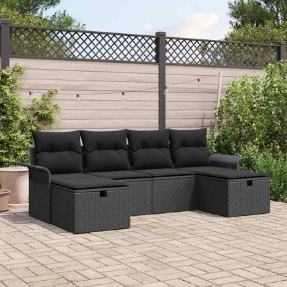 Tuin Sofa Set Met Kussen 6 Pcs En Crème Poly Rattan