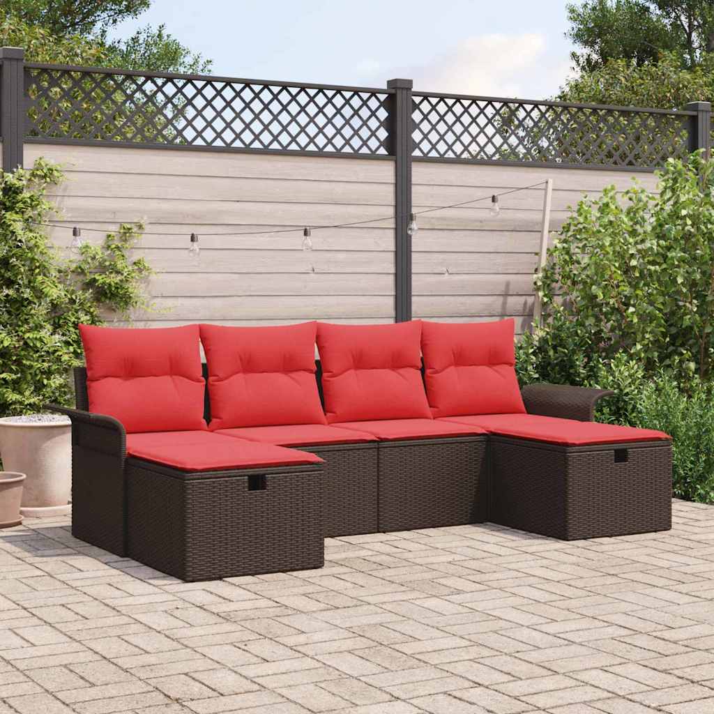 Tuin Sofa Set Met Kussen 6 Pcs En Crème Poly Rattan