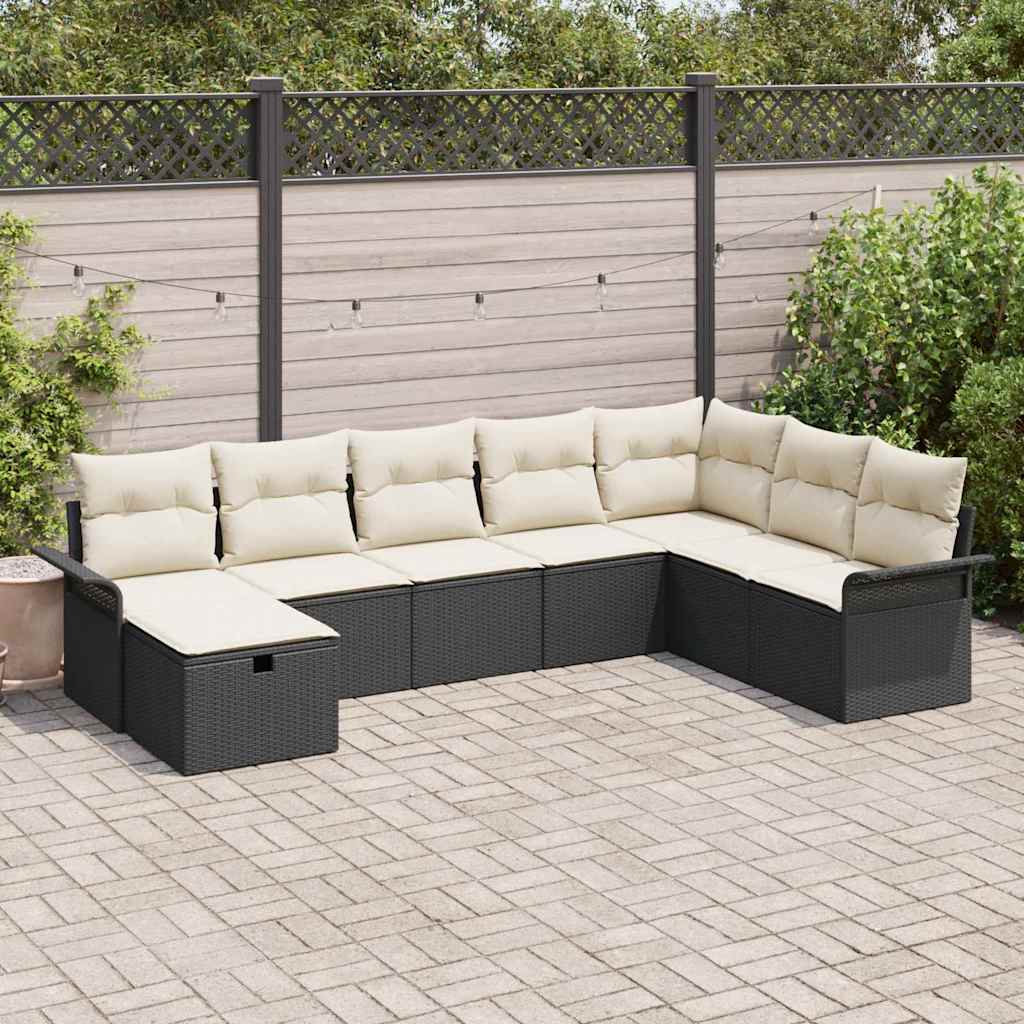 Tuin Sofa Set Met Kussen 8 Pcs En Licht Grijs Poly Rattan