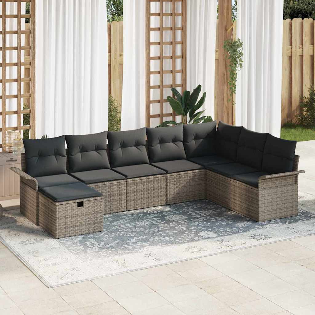 Tuin Sofa Set Met Kussen 8 Pcs En Licht Grijs Poly Rattan