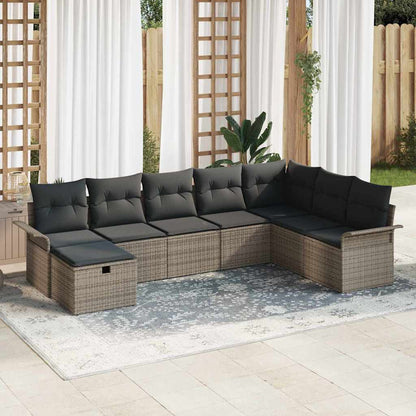 Tuin Sofa Set Met Kussen 8 Pcs En Licht Grijs Poly Rattan