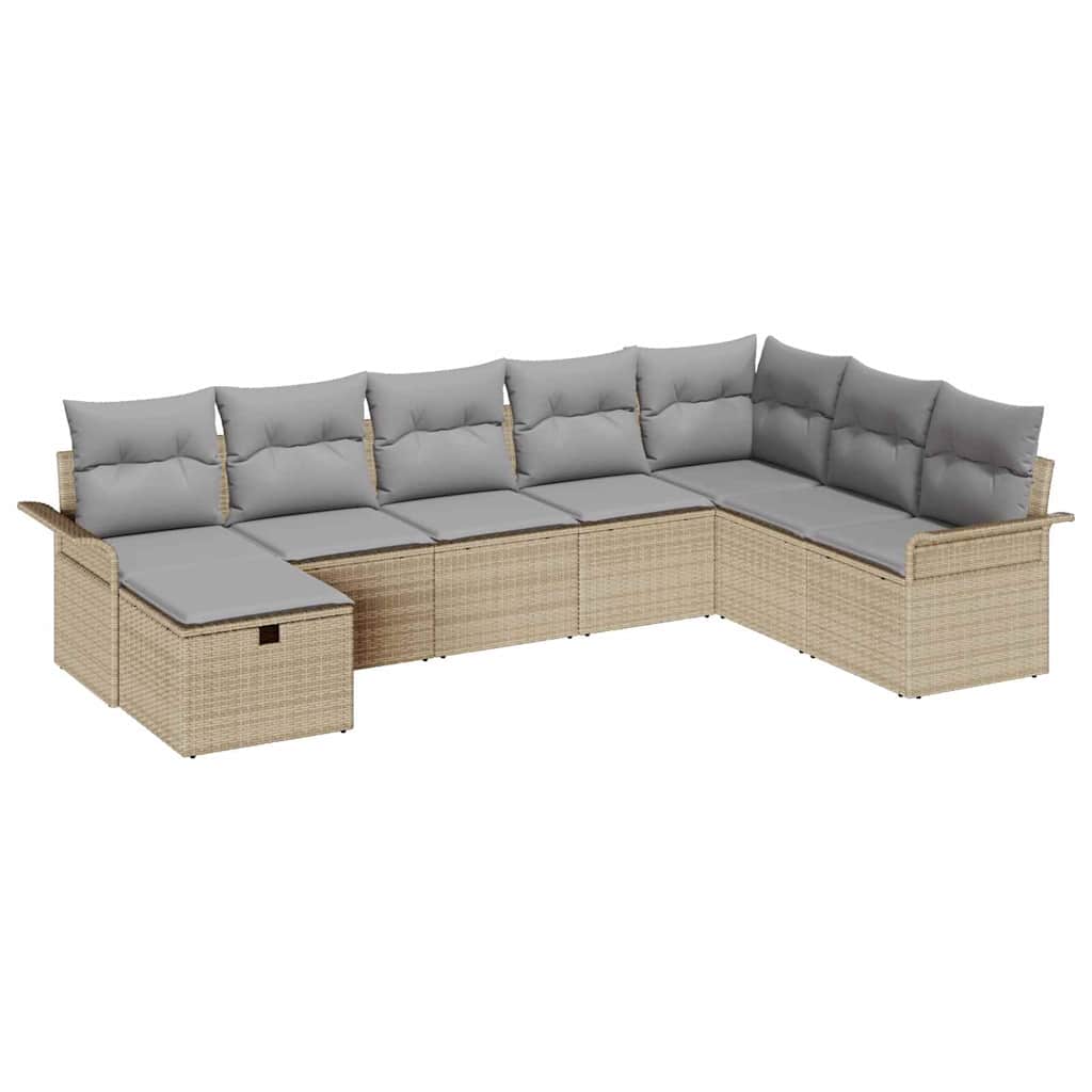 Tuin Sofa Set Met Kussen 8 Pcs En Licht Grijs Poly Rattan