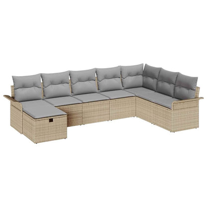 Tuin Sofa Set Met Kussen 8 Pcs En Licht Grijs Poly Rattan