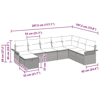 Tuin Sofa Set Met Kussen 8 Pcs En Licht Grijs Poly Rattan