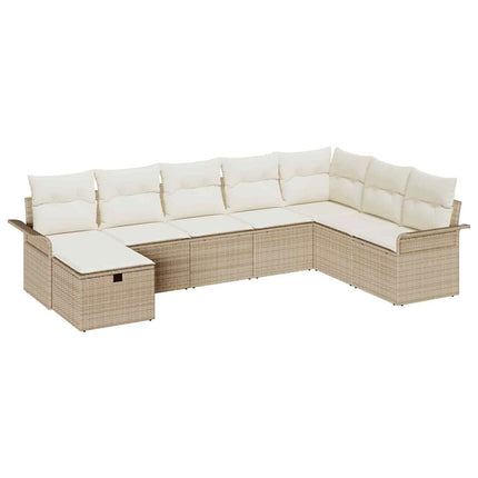Tuin Sofa Set Met Kussen 8 Pcs Beige En Crème Poly Rattan