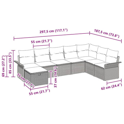 Tuin Sofa Set Met Kussen Met Opslag 8 Pcs Poly Rattan