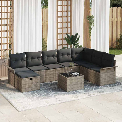 Tuin Sofa Set Met Kussen 8 Pcs En Licht Grijs Poly Rattan