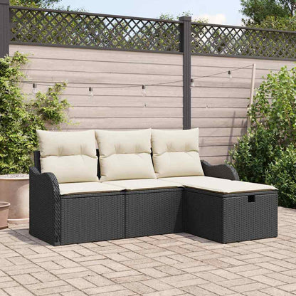 Tuinbankenset Met Kussen 4 Pcs En Crème Poly Rattan