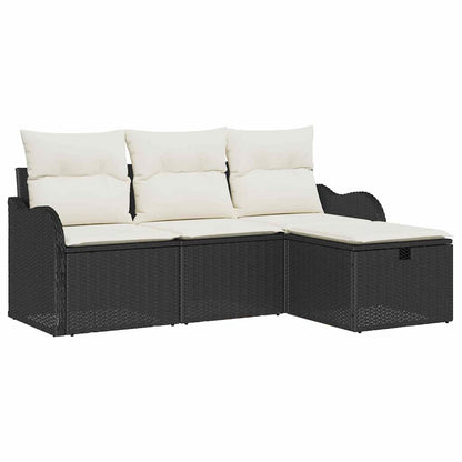 Tuinbankenset Met Kussen 4 Pcs En Crème Poly Rattan