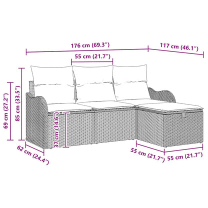 Tuinbankenset Met Kussen 4 Pcs En Crème Poly Rattan