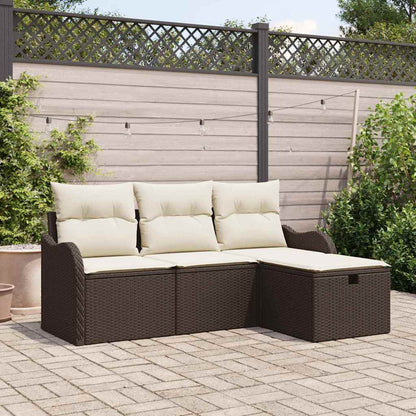 Tuinbankenset Met Kussen 4 Pcs En Crème Poly Rattan