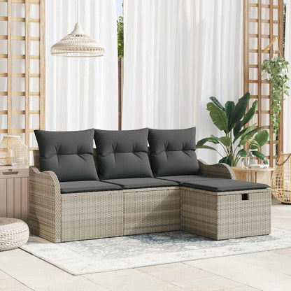 Tuinbankenset Met Kussen 4 Pcs En Crème Poly Rattan