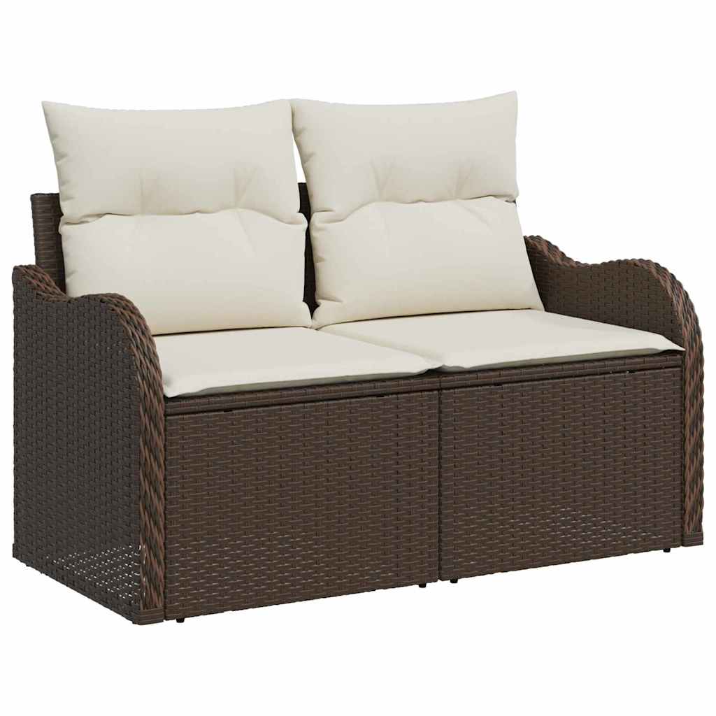 Tuin Sofa Set Met Kussen 5 Pcs En Crème Poly Riet