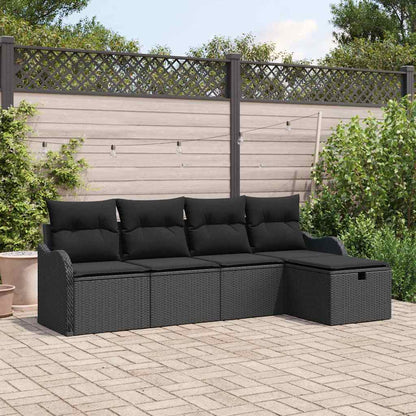 Tuin Sofa Set Met Kussen 5 Pcs En Crème Poly Riet