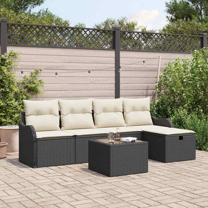 Tuin Sofa Set Met Kussen 5 Pcs En Crème Poly Riet