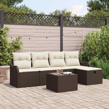 Tuin Sofa Set Met Kussen 5 Pcs En Crème Poly Riet