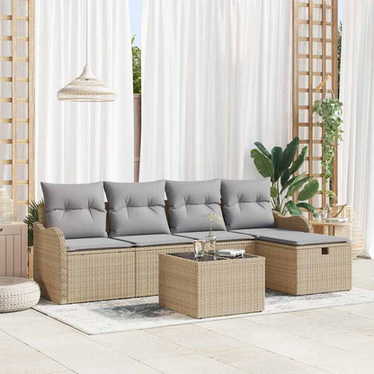 Tuin Sofa Set Met Kussen 5 Pcs En Crème Poly Riet