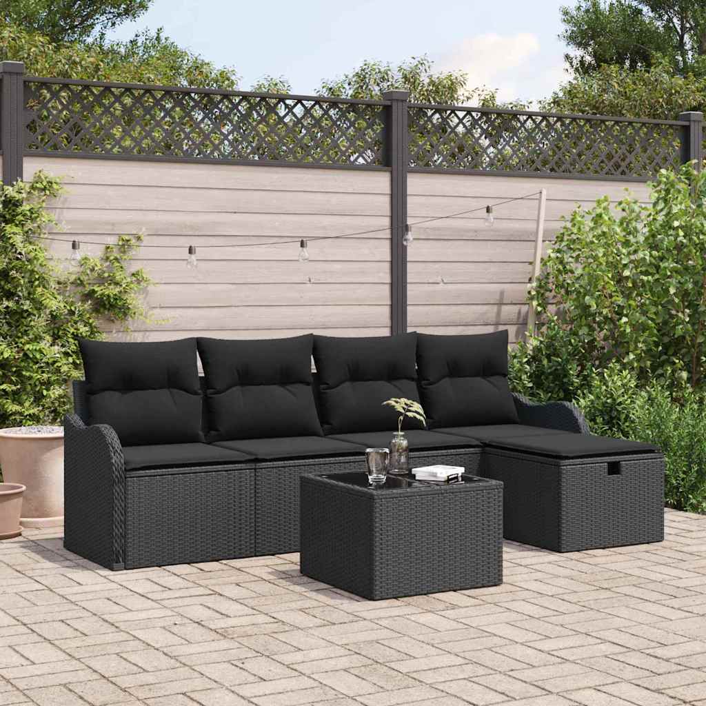 Tuin Sofa Set Met Kussen 5 Pcs En Crème Poly Riet
