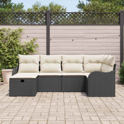Tuin Sofa Set Met Kussen 6 Pcs En Crème Poly Riet