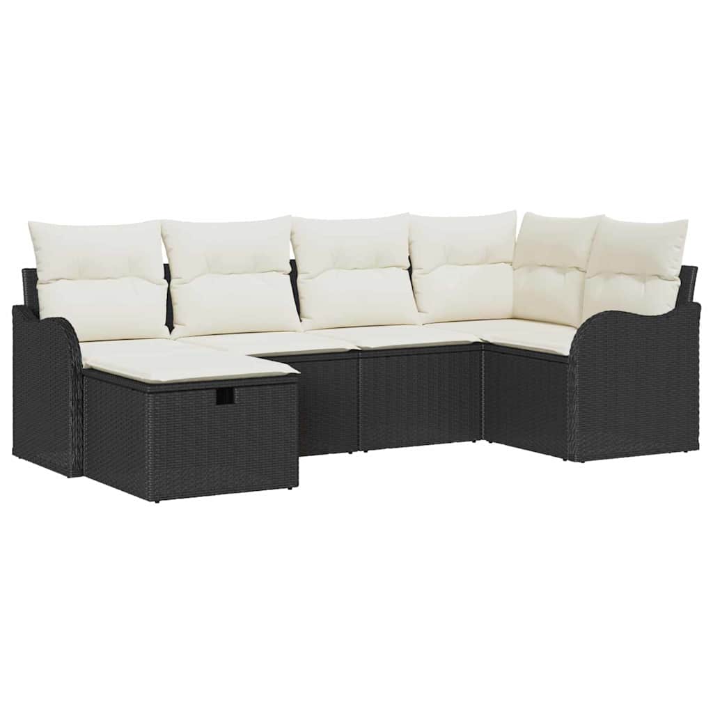 Tuin Sofa Set Met Kussen 6 Pcs En Crème Poly Riet