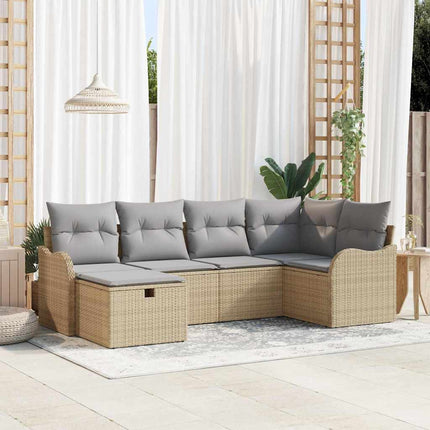 Tuin Sofa Set 6 St 6-Aantal Zitplaatsen Beige En Crème