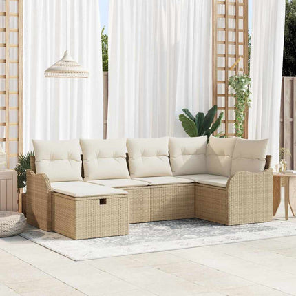 Tuin Sofa Set 6 St 6-Aantal Zitplaatsen Beige En Crème