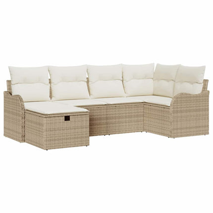 Tuin Sofa Set 6 St 6-Aantal Zitplaatsen Beige En Crème