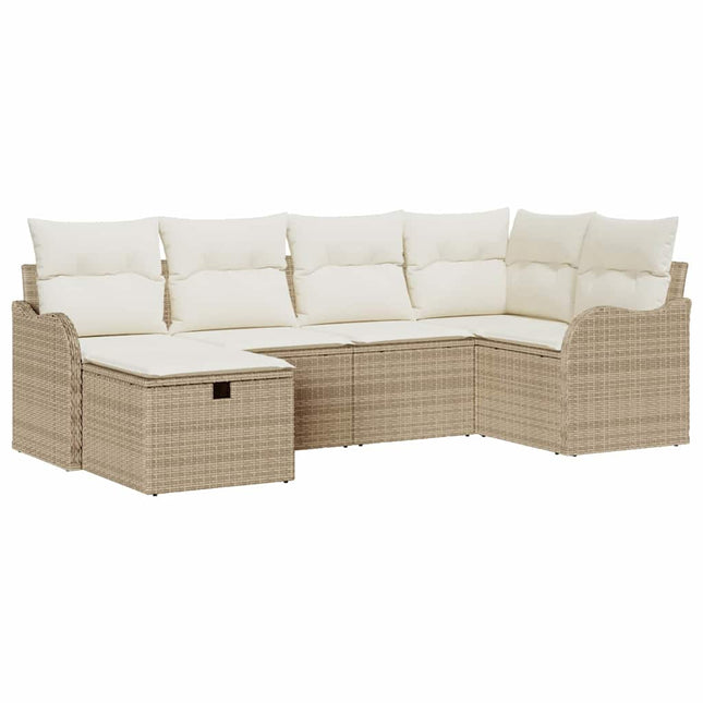 Tuin Sofa Set 6 St 6-Aantal Zitplaatsen Beige En Crème