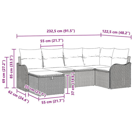 Tuin Sofa Set 6 St 6-Aantal Zitplaatsen Beige En Crème