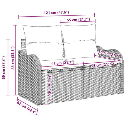 Tuin Sofa Set 6 St 6-Aantal Zitplaatsen Beige En Crème