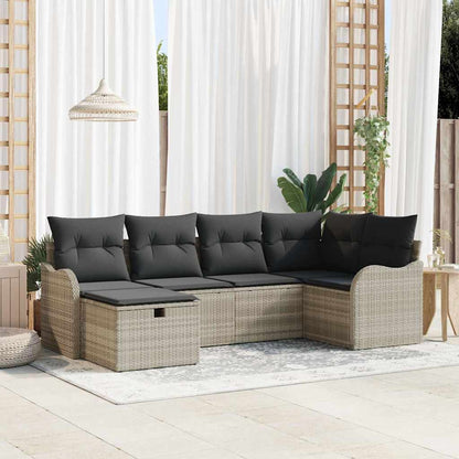 Tuin Sofa Set Met Kussen 6 Pcs En Crème Poly Riet