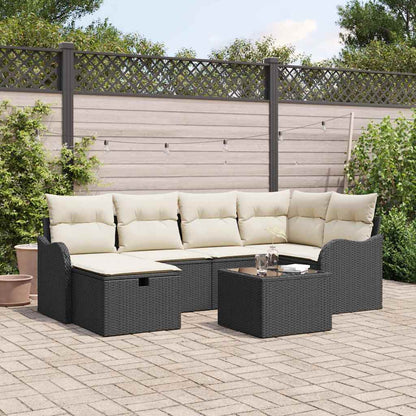 Tuin Sofa Set Met Kussen 6 Pcs En Crème Poly Riet