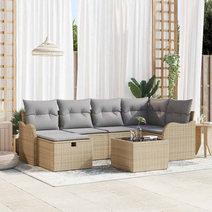 Tuin Sofa Set 6 St 6-Aantal Zitplaatsen Beige En Crème