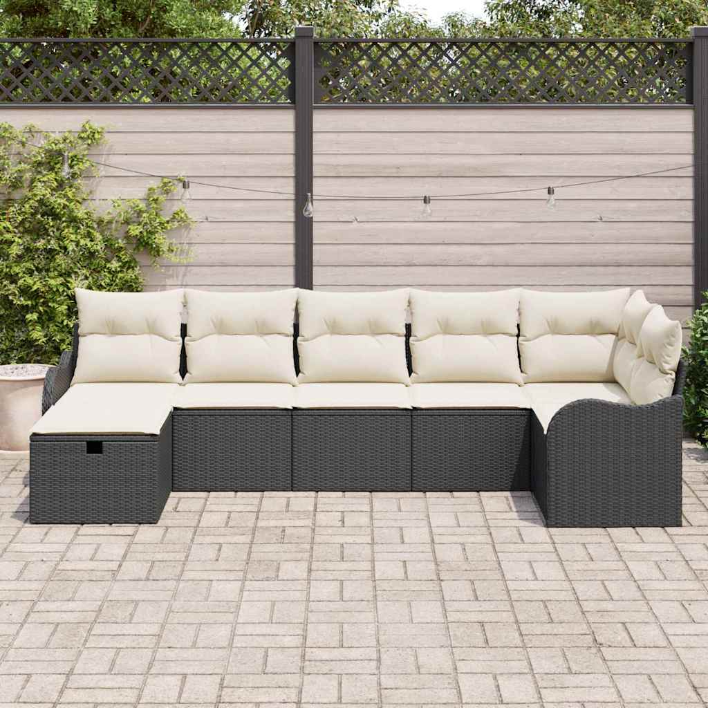 Bankstel Met Kussen Met Opslag En Crème Poly Rattan