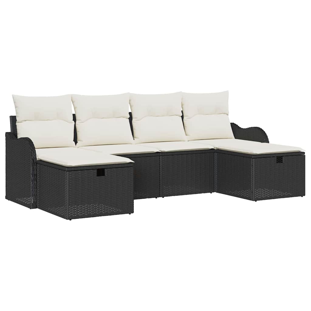 Bankstel Met Kussen Met Opslag 6 Pcs En Crème Poly Rattan