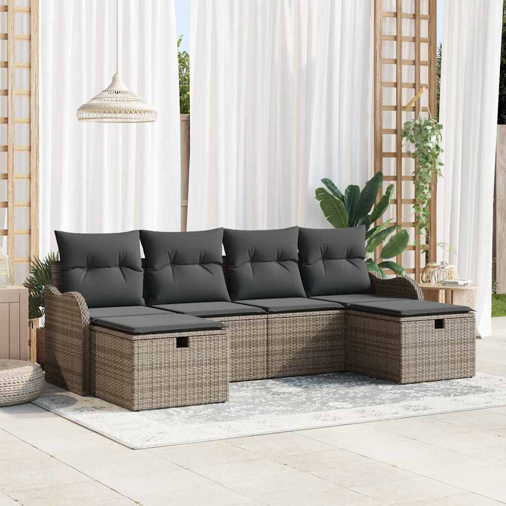 Bankstel Met Kussen Met Opslag 6 Pcs En Crème Poly Rattan