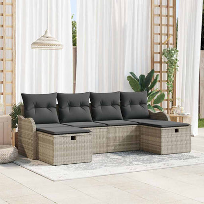 Bankstel Met Kussen Met Opslag 6 Pcs En Crème Poly Rattan