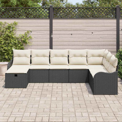 Bankstel Met Kussen Met Opslag 8 Pcs En Crème Poly Rattan