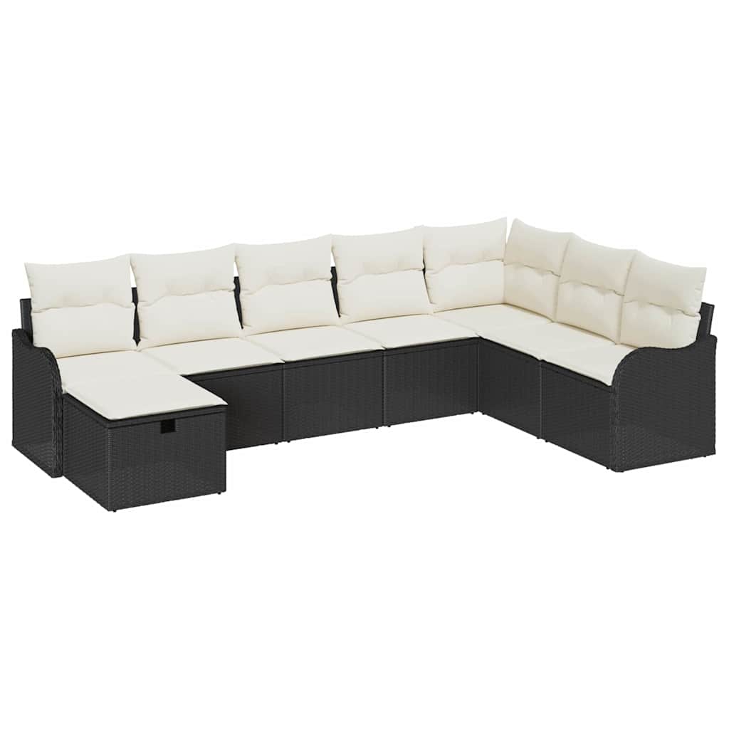 Bankstel Met Kussen Met Opslag 8 Pcs En Crème Poly Rattan