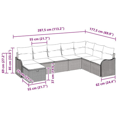 Bankstel Met Kussen Met Opslag 8 Pcs En Crème Poly Rattan