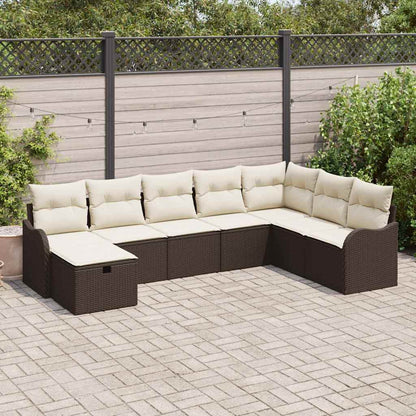 Bankstel Met Kussen Met Opslag 8 Pcs En Crème Poly Rattan