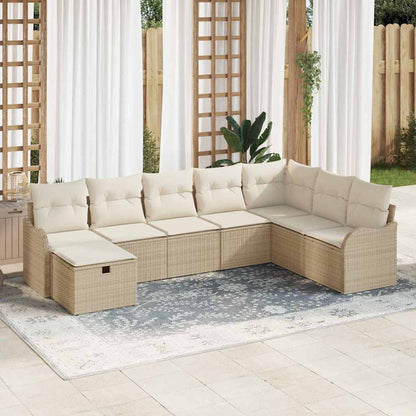 Bankstel Met Kussen Met Opslag 8 Pcs En Crème Poly Rattan