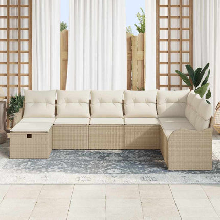 Bankstel Met Kussen Met Opslag 8 Pcs Beige En Crème Poly Rattan