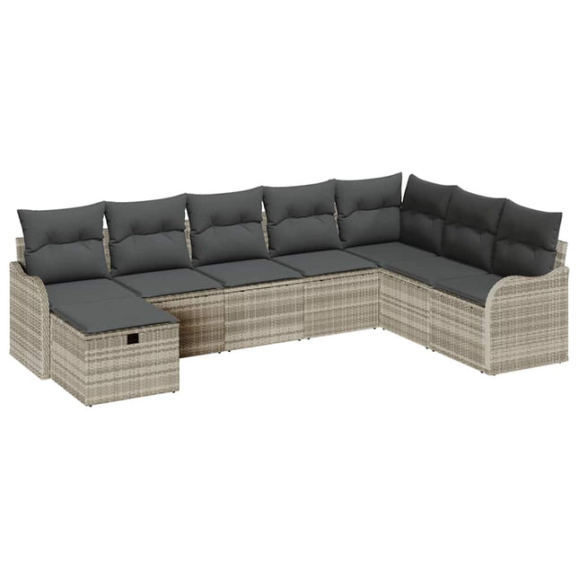 Bankstel Met Kussen Met Opslag 8 Pcs Poly Rattan