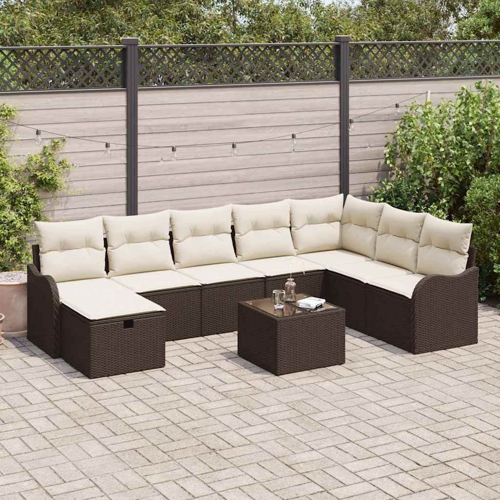 Bankstel Met Kussen Met Opslag 8 Pcs En Crème Poly Rattan
